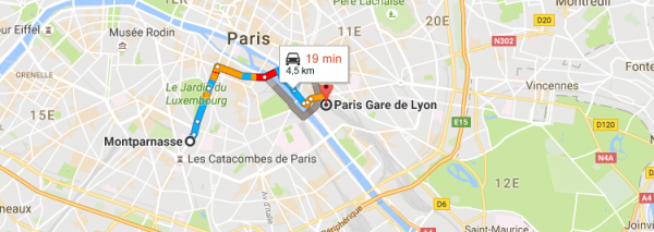 Trajet Gare de Lyon Gare Montparnasse en Taxi